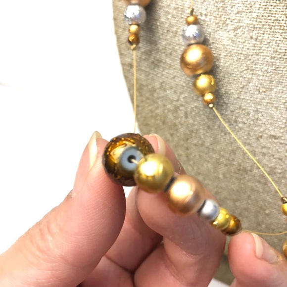 Gold Toned Bead Necklace and Earring Set - Picture 10 of 11
